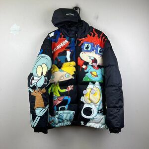 Members Only x Nickelodeon Multi Coloured Characters Block Puffer Jacket Size M